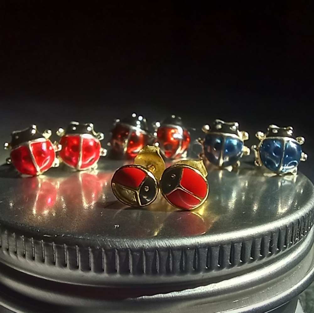 SPRING BUNDLE — 3 Enamel Ladybug Earrings! (((+1 FREE PAIR)))